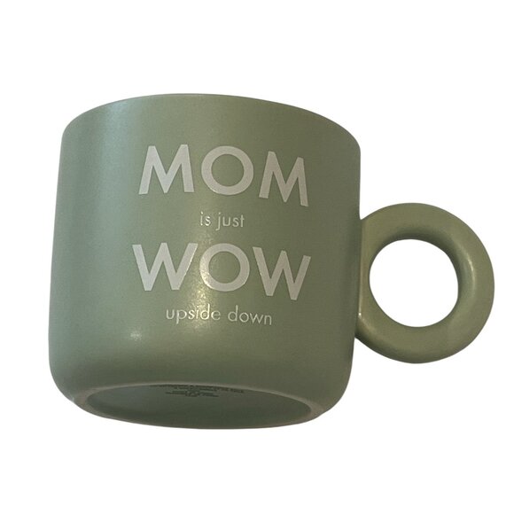 INDIGO MUG 'MOM is just WOW upside down' Mothers Day Gift Light Green Ceramic - Picture 1 of 7